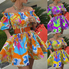 Elegant Off-Neck Mid-Sleeve Dress