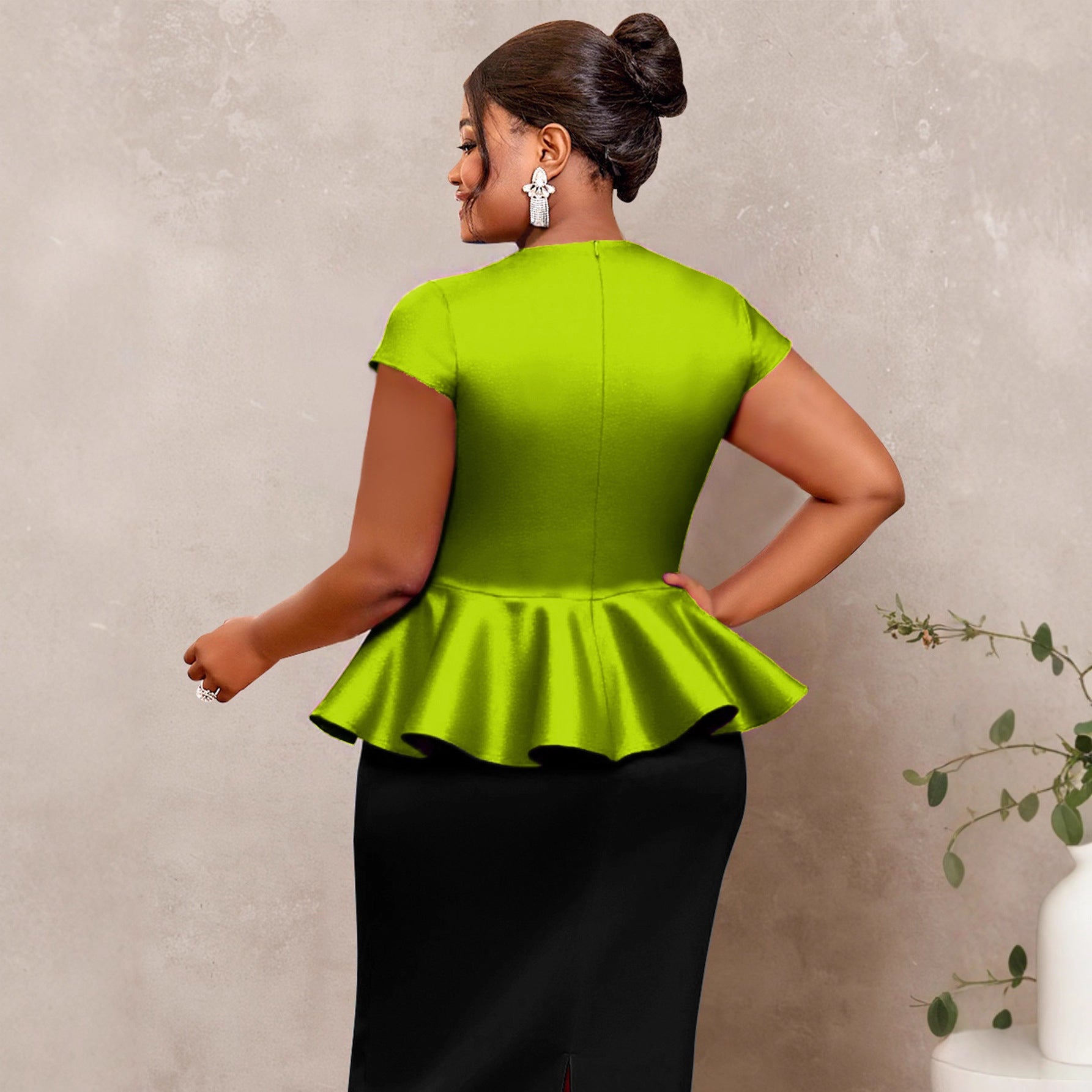 Women's Plus Size Ployester Peplum Top