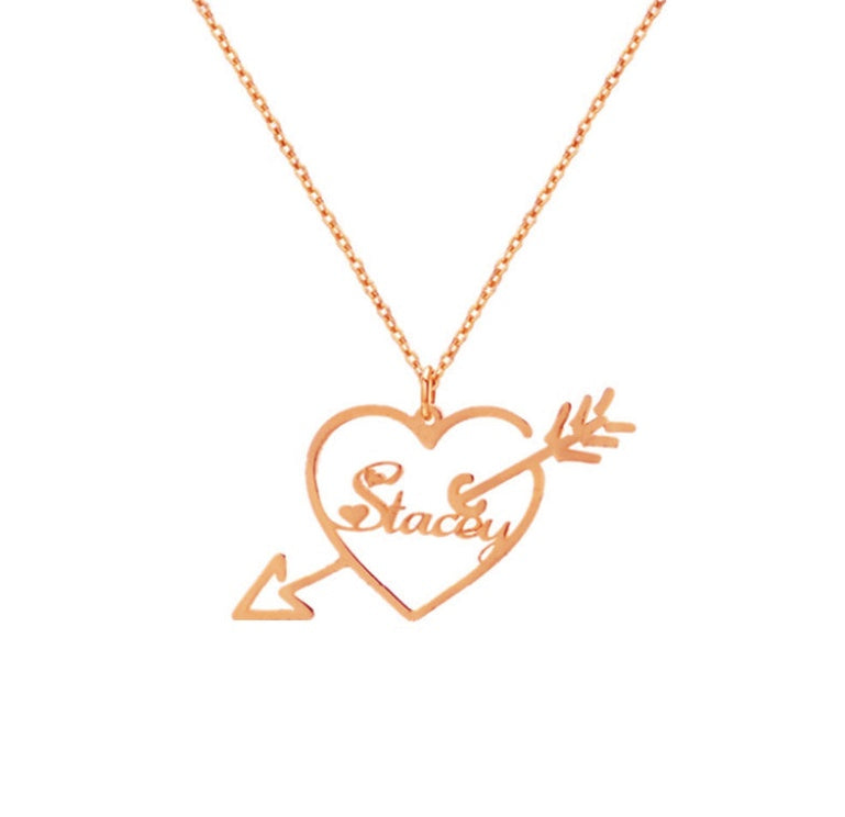 Arrow Through Heart Customized Necklace