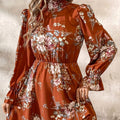 Women's Chiffon Floral Ruffle Sleeve Dress