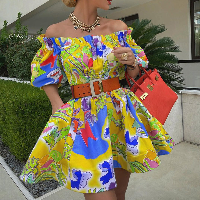 Elegant Off-Neck Mid-Sleeve Dress