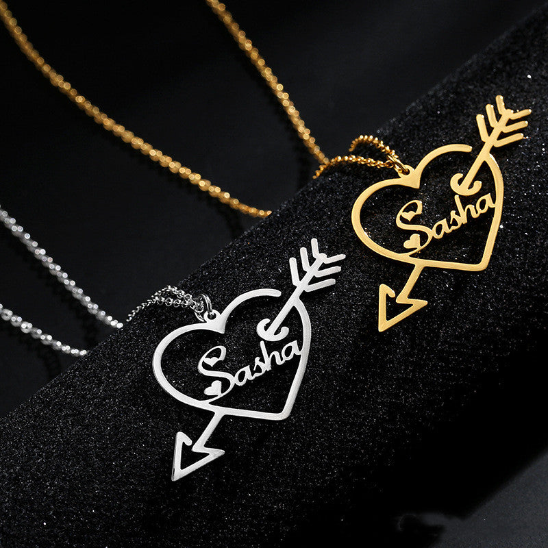 Arrow Through Heart Customized Necklace