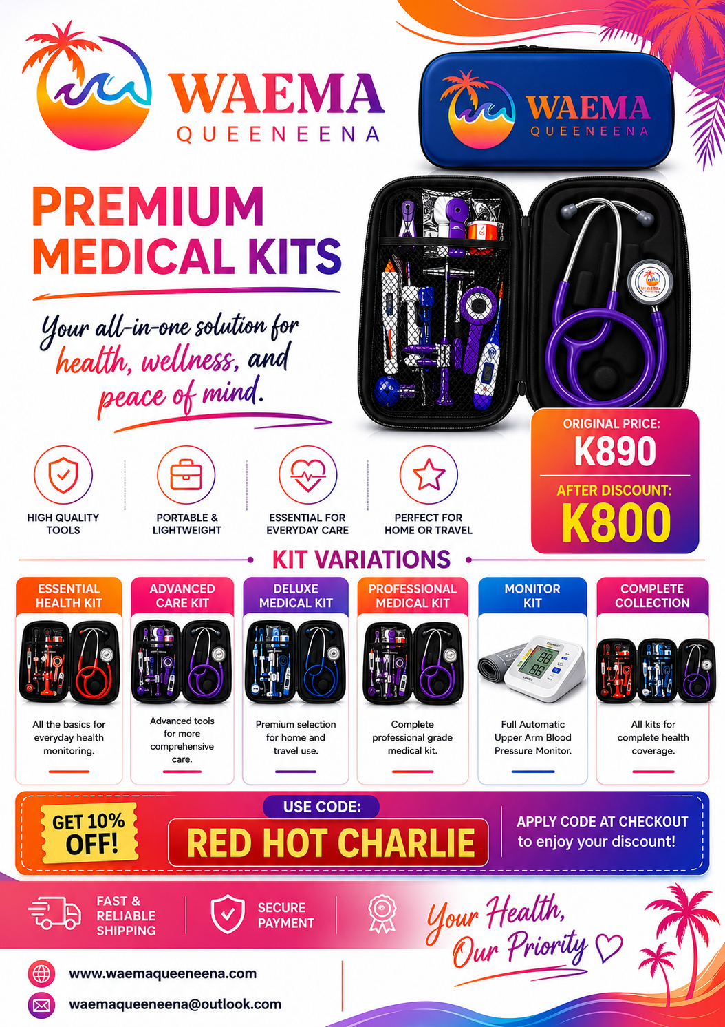 MEDICAL KIT WITH BLOOD PRESSURE MONITOR
