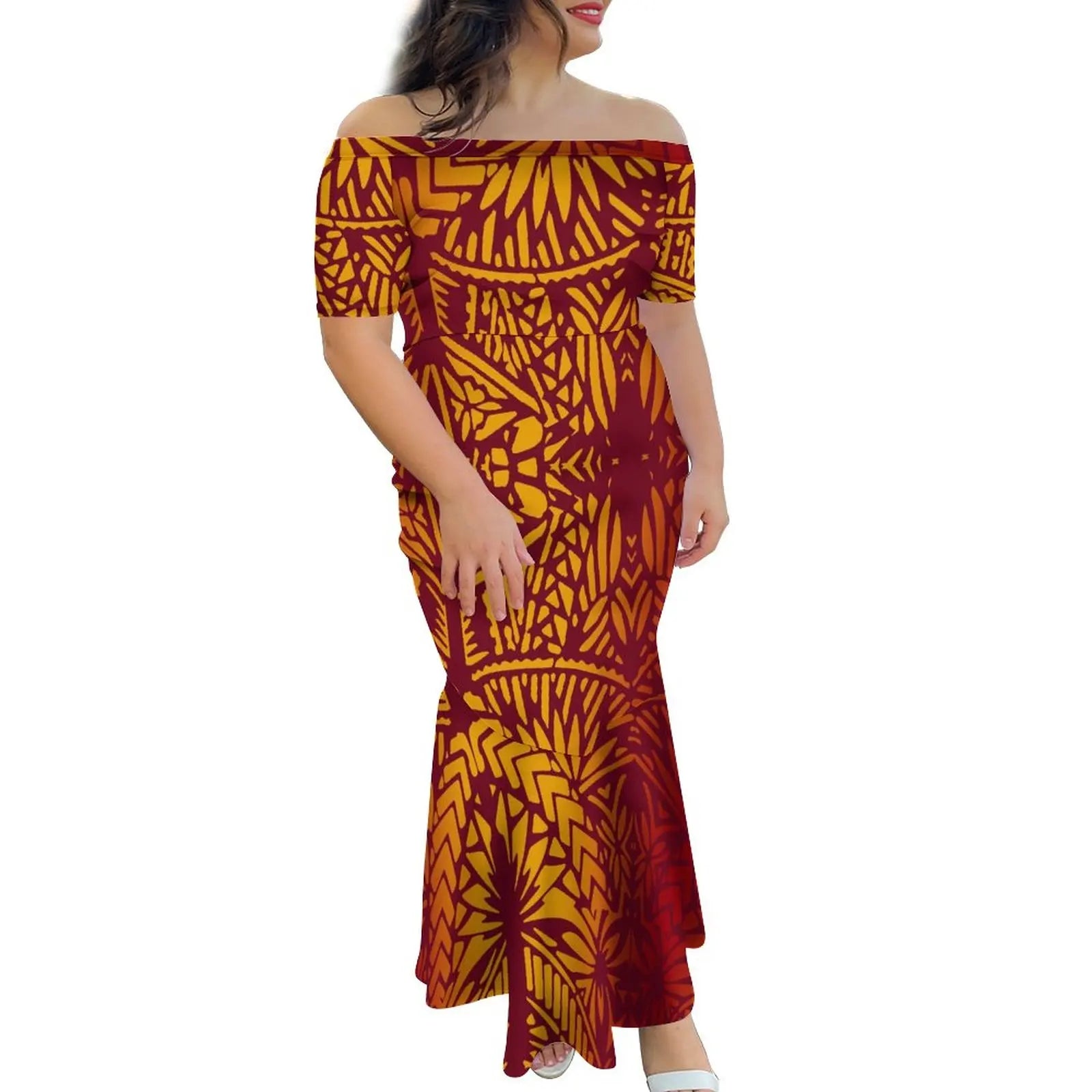 Tropical Island Off Shoulder Mermaid Dress