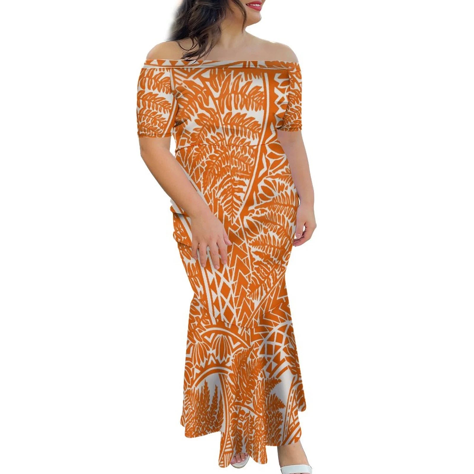 Tropical Island Off Shoulder Mermaid Dress