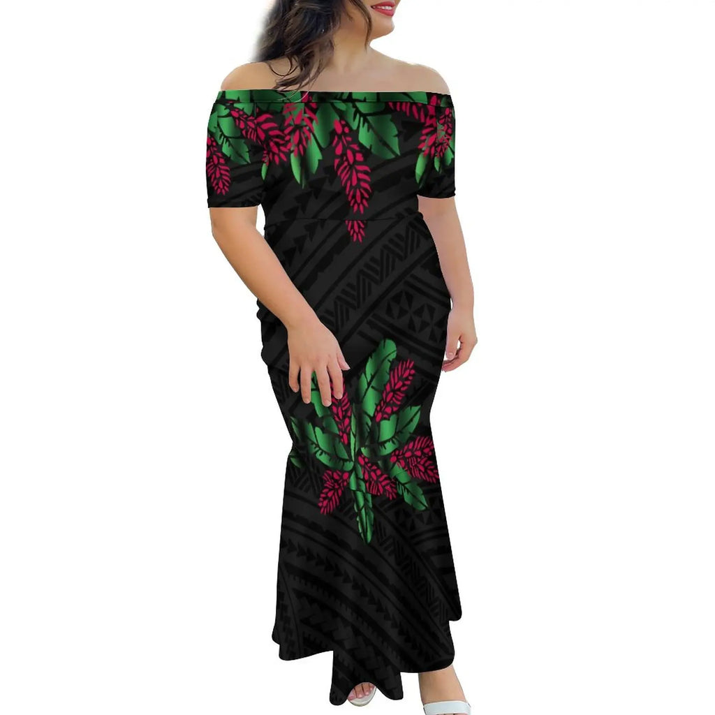 Tropical Island Off Shoulder Mermaid Dress