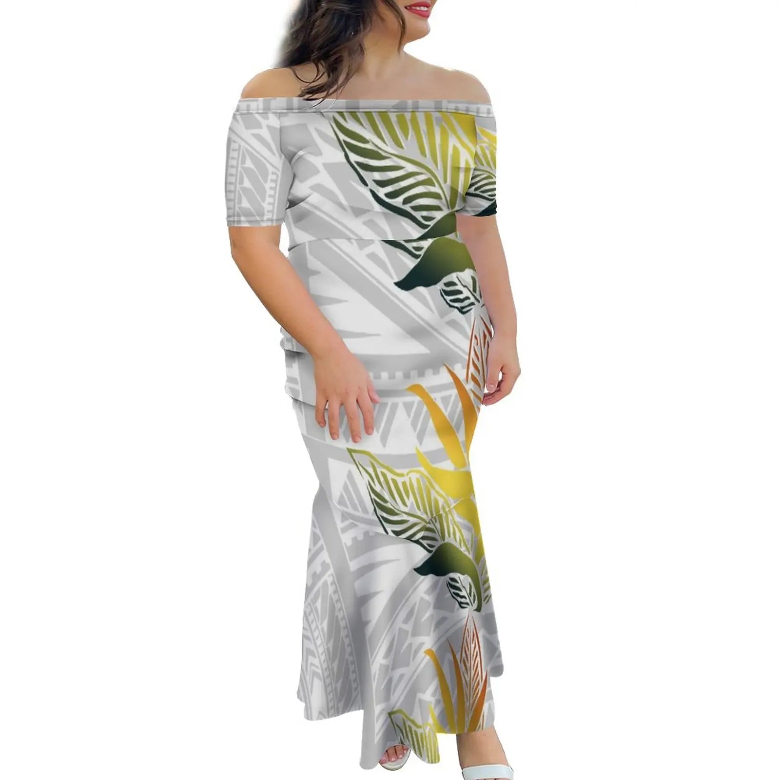 Tropical Island Off Shoulder Mermaid Dress