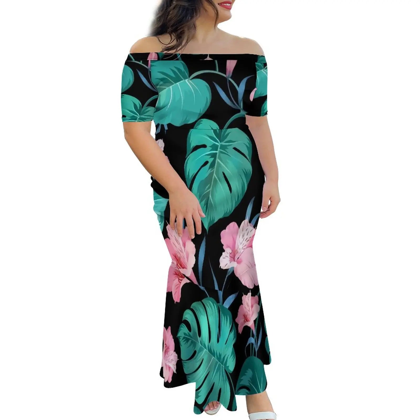 Tropical Island Off Shoulder Mermaid Dress