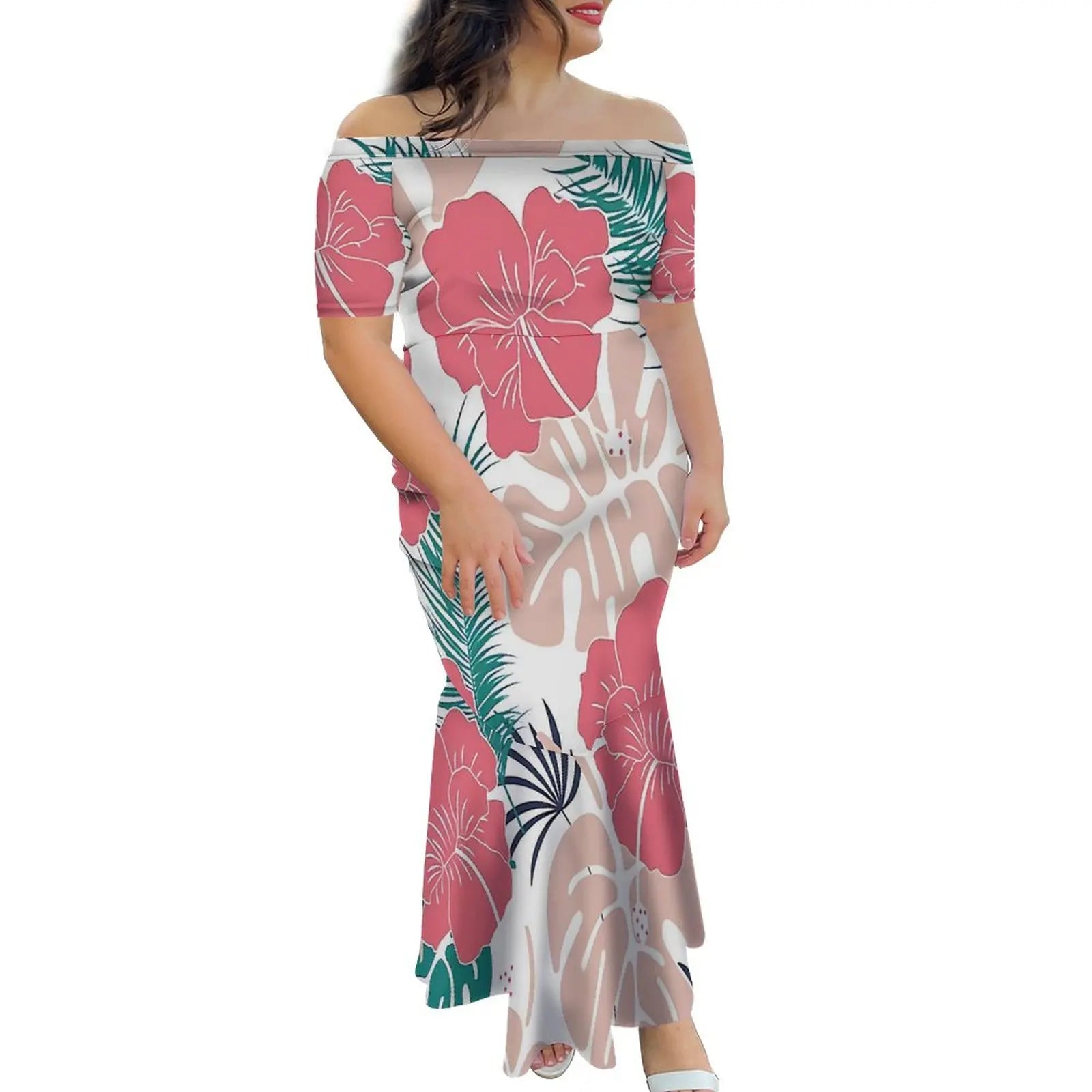 Tropical Island Off Shoulder Mermaid Dress