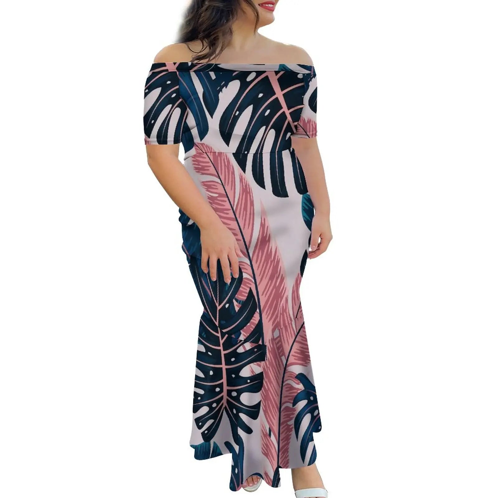 Tropical Island Off Shoulder Mermaid Dress