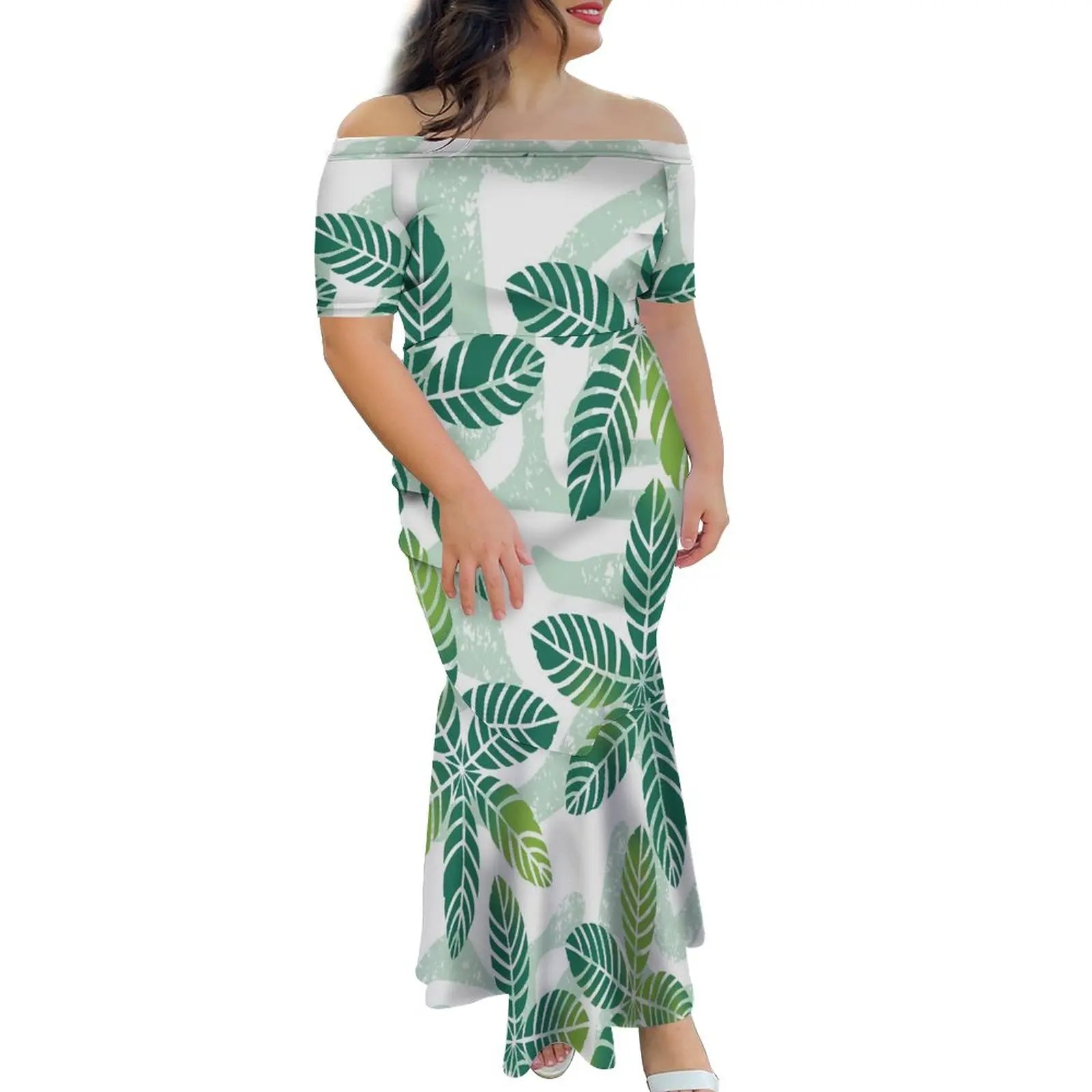 Tropical Island Off Shoulder Mermaid Dress