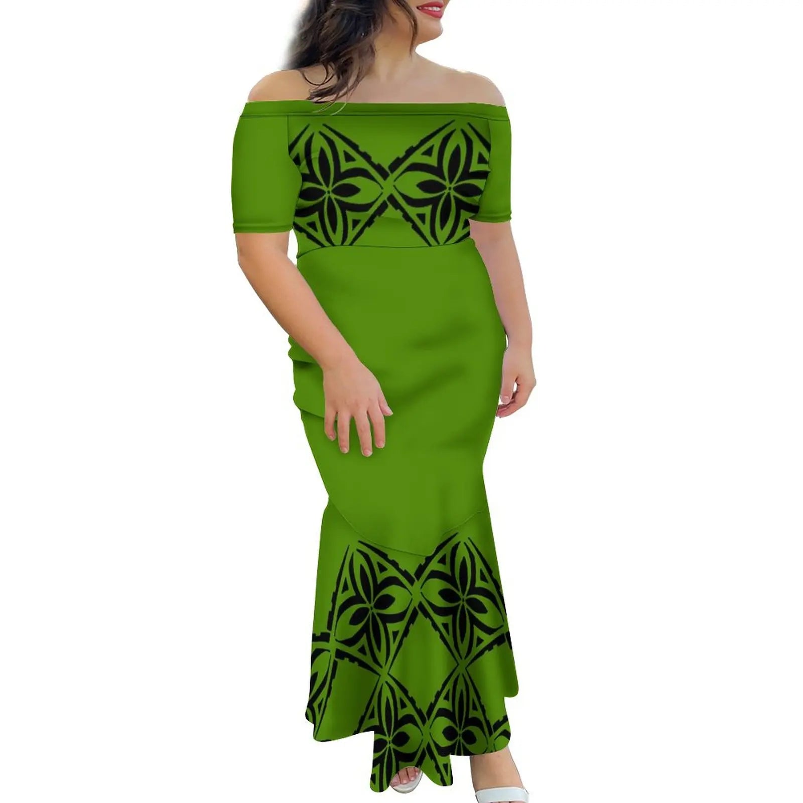 Tropical Island Off Shoulder Mermaid Dress