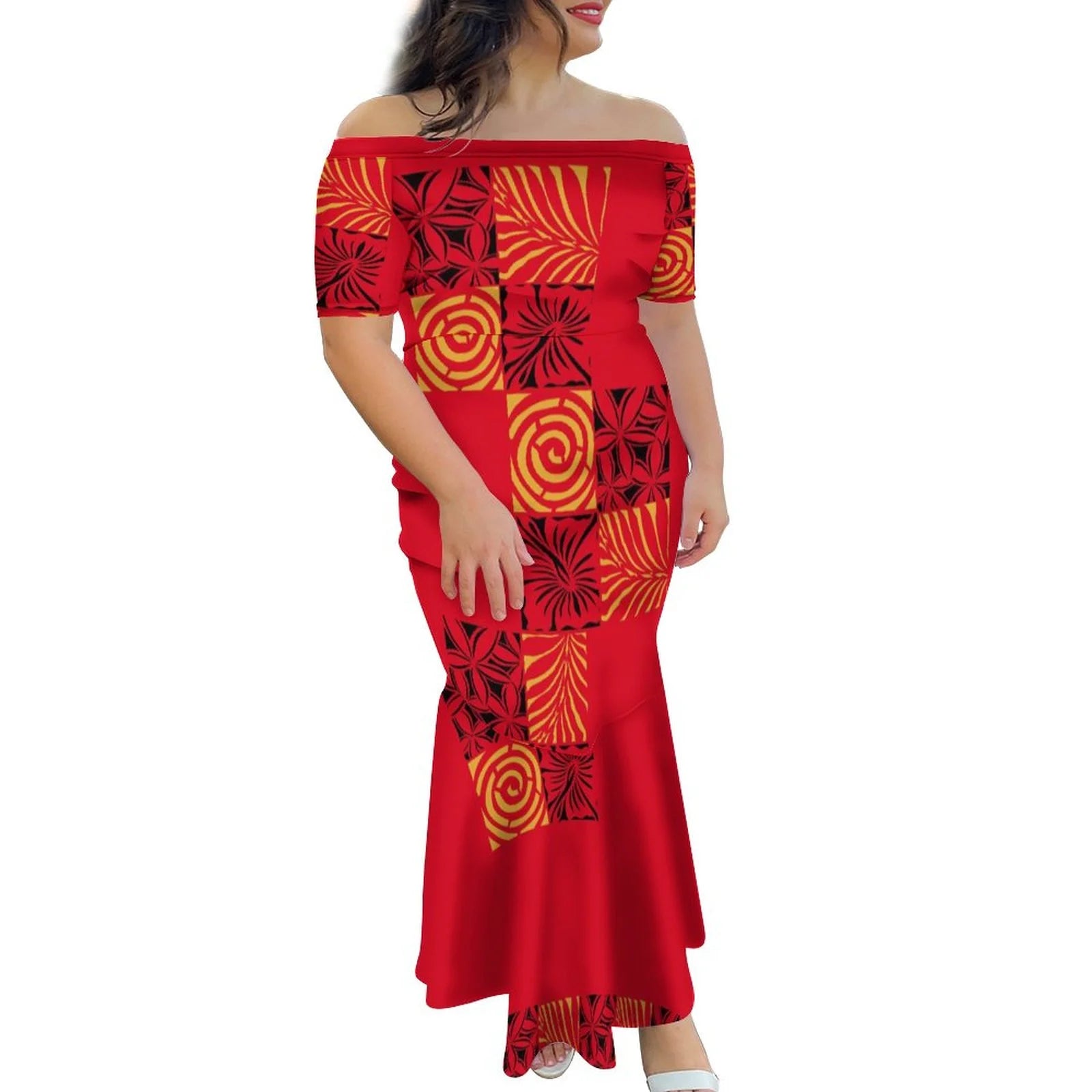 Tropical Island Off Shoulder Mermaid Dress