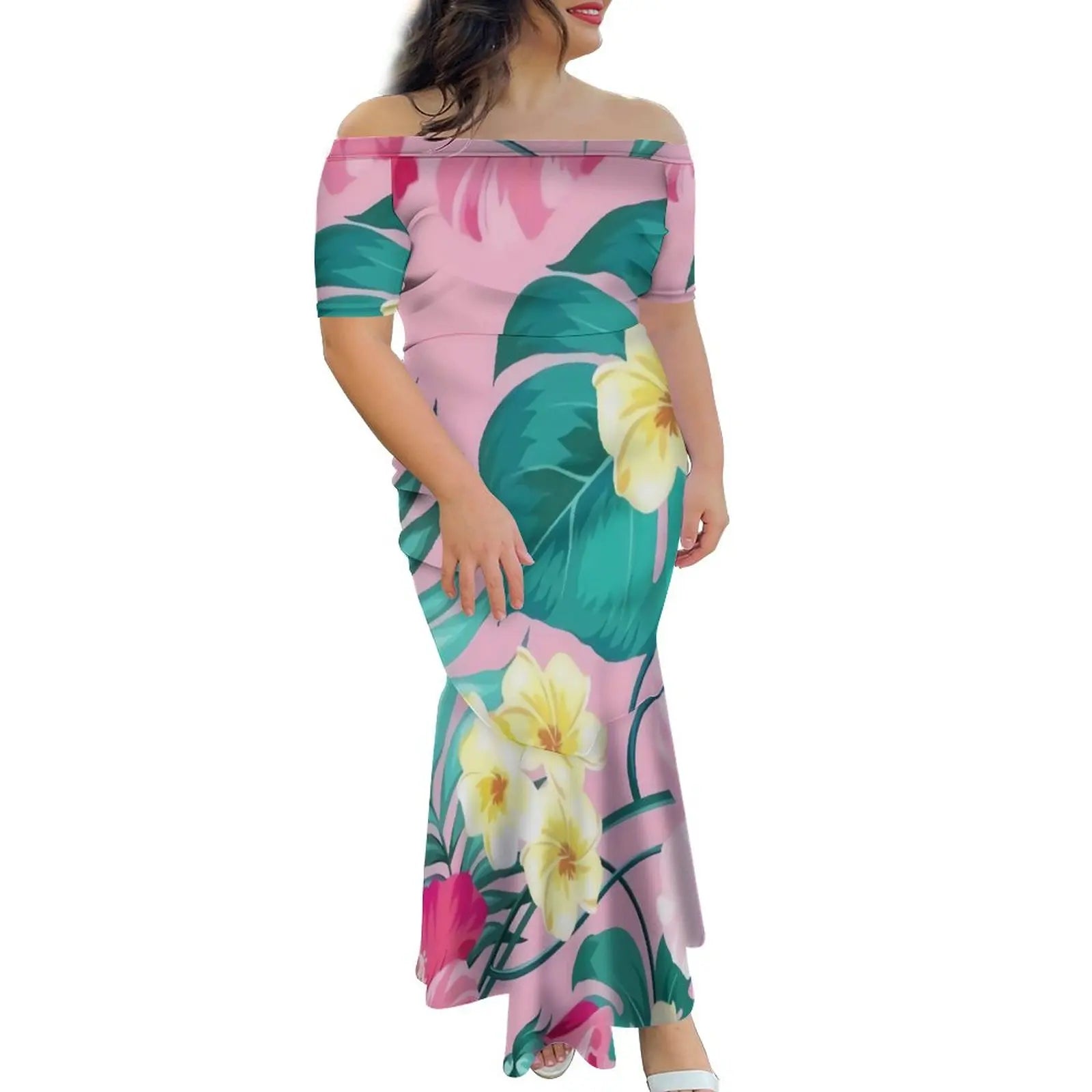 Tropical Island Off Shoulder Mermaid Dress