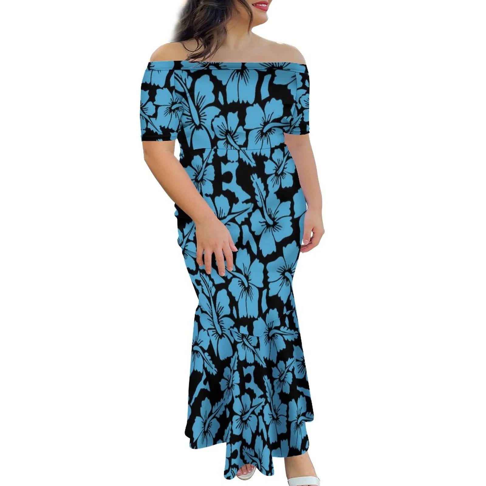 Tropical Island Off Shoulder Mermaid Dress