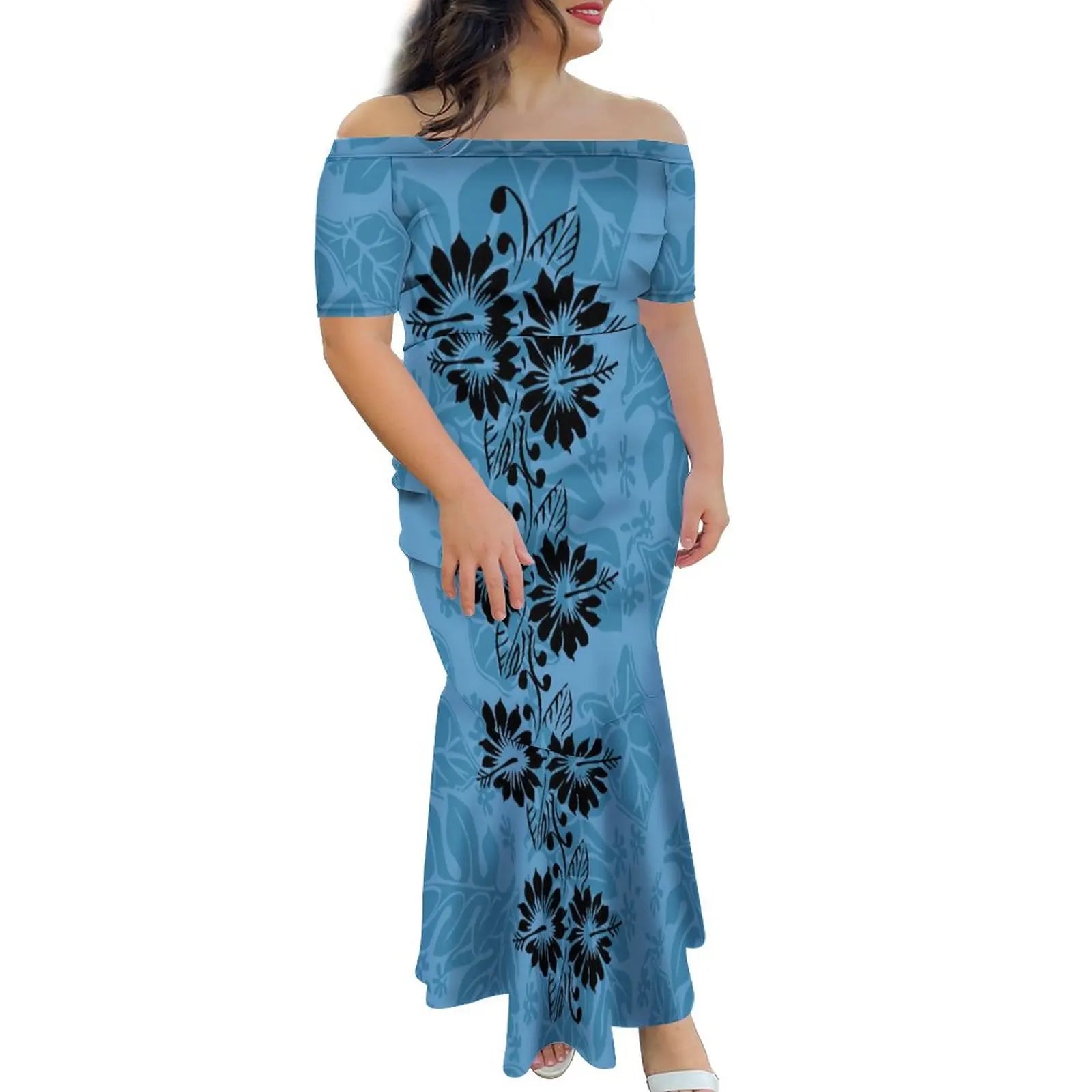 Tropical Island Off Shoulder Mermaid Dress