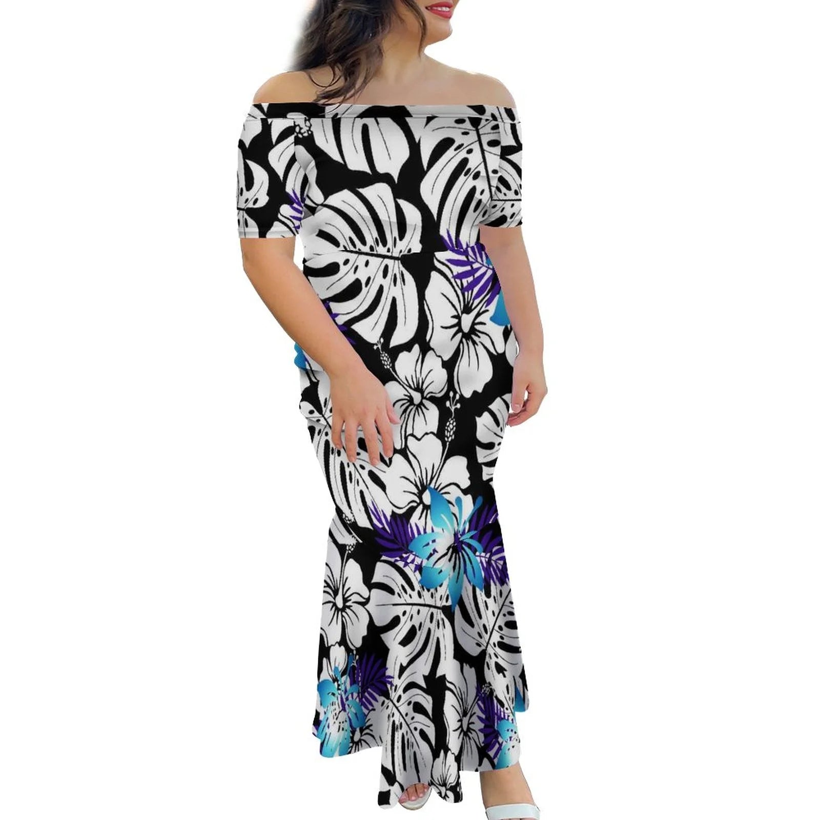 Tropical Island Off Shoulder Mermaid Dress