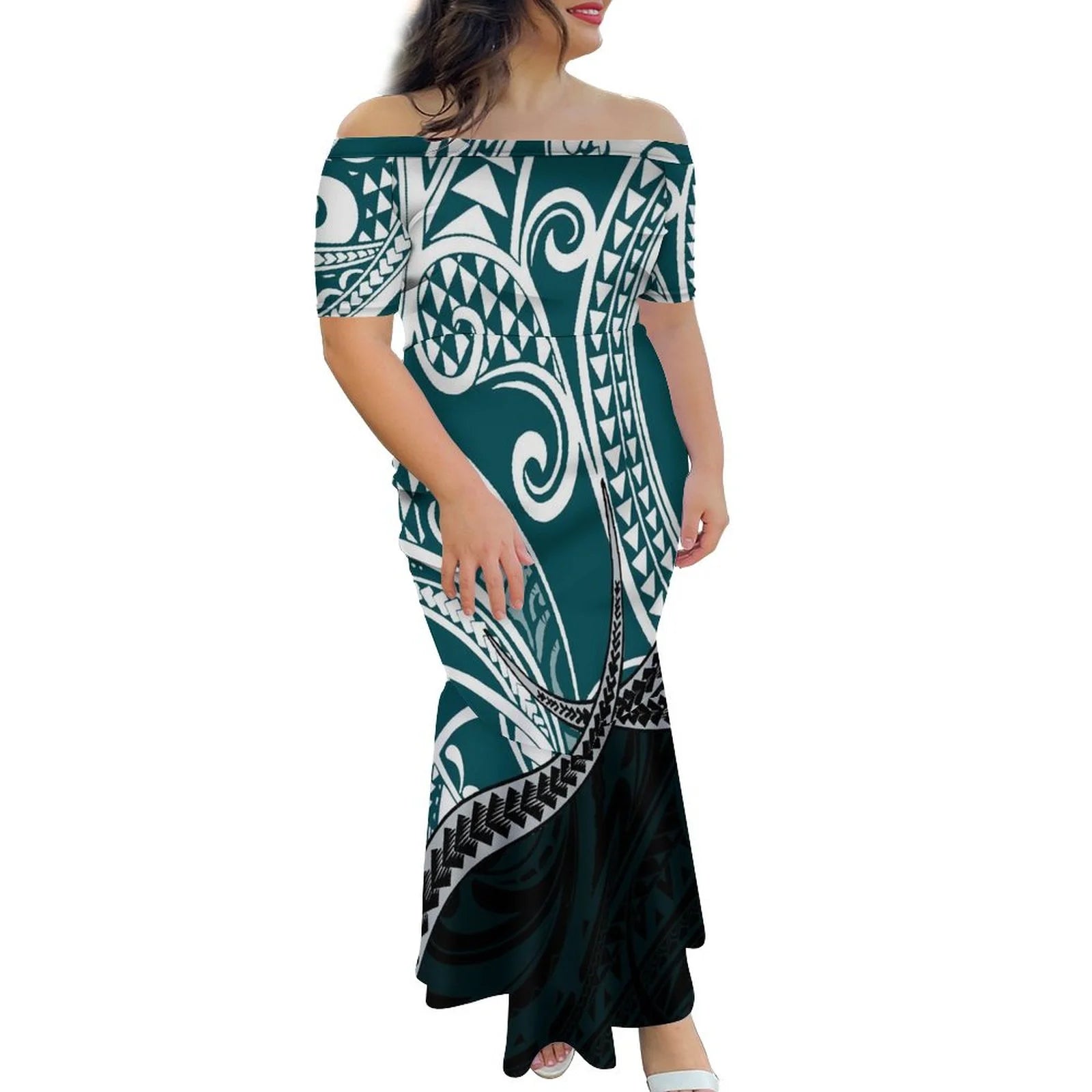 Tropical Island Off Shoulder Mermaid Dress