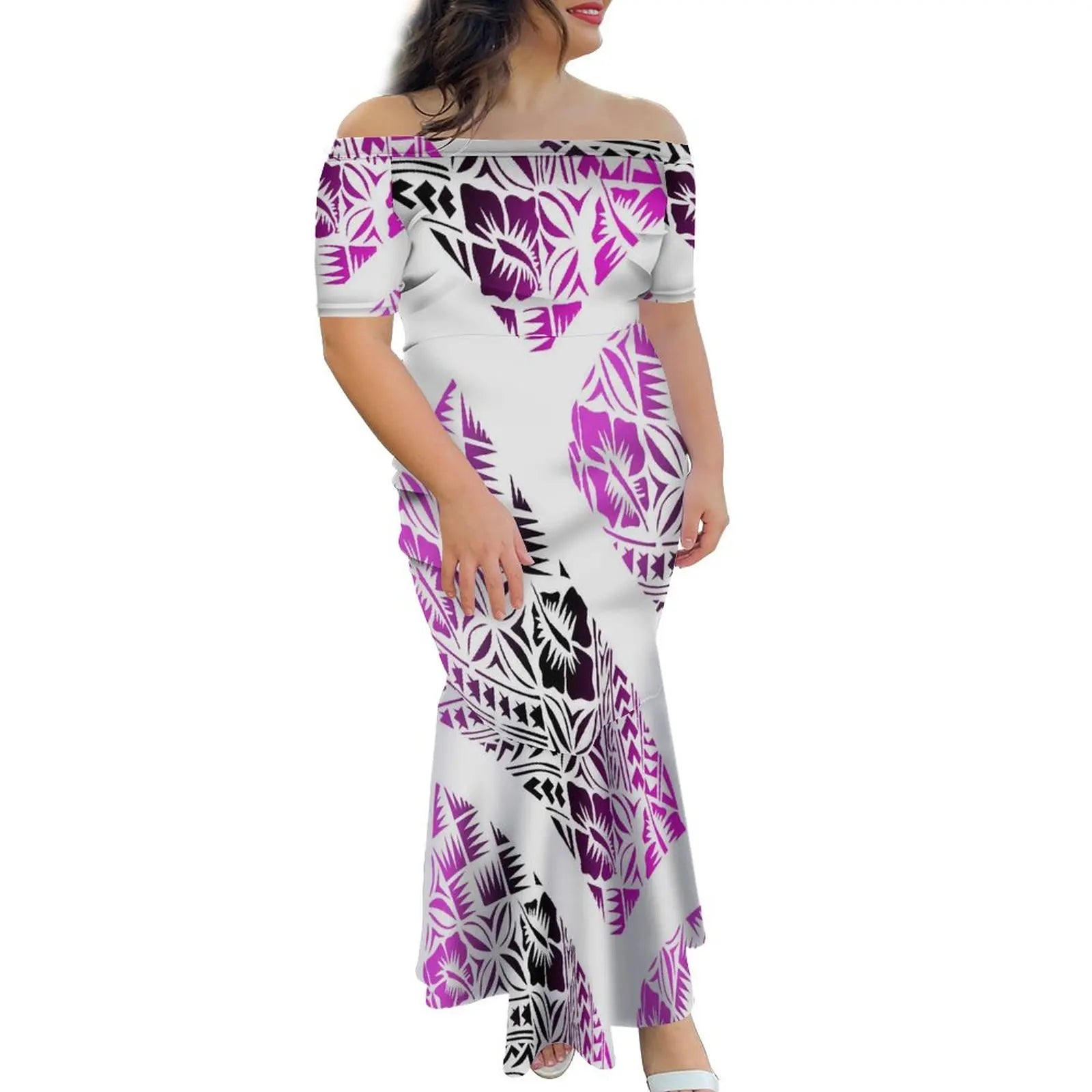 Tropical Island Off Shoulder Mermaid Dress