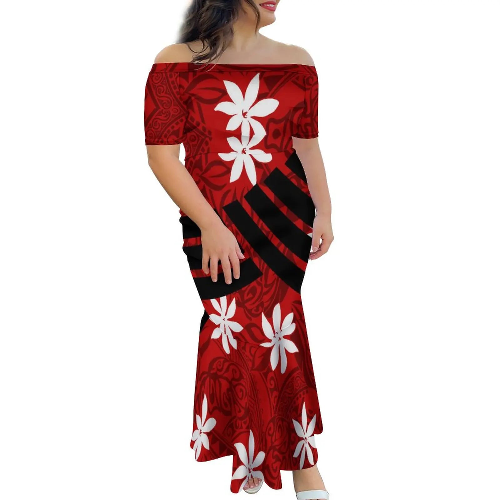Tropical Island Off Shoulder Mermaid Dress