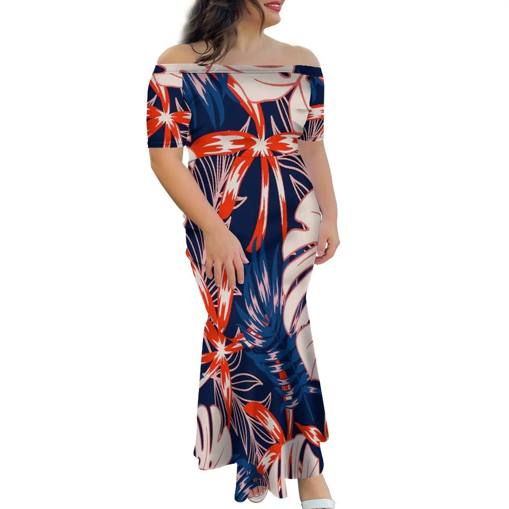 Tropical Island Off Shoulder Mermaid Dress
