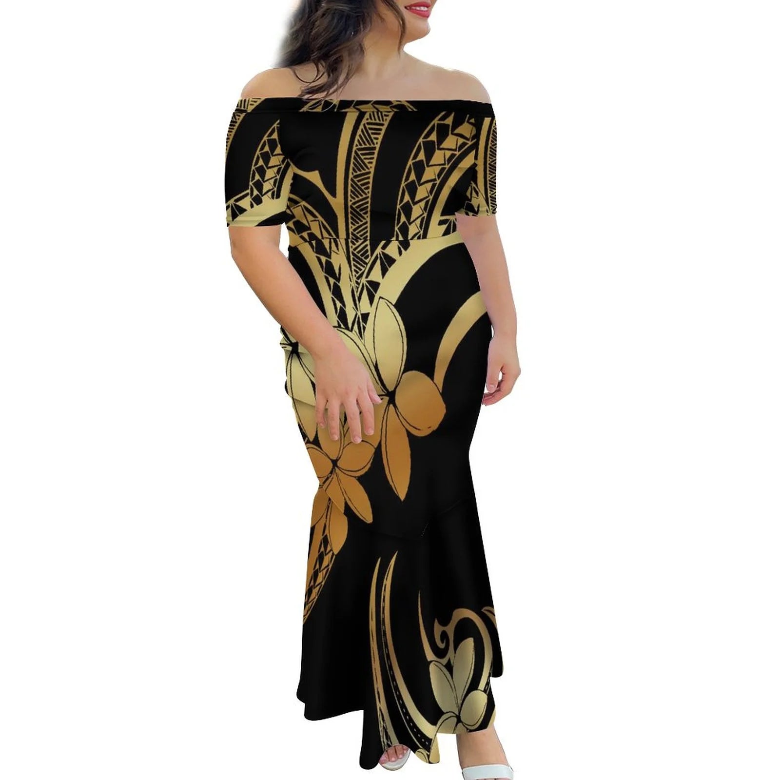 Tropical Island Off Shoulder Mermaid Dress