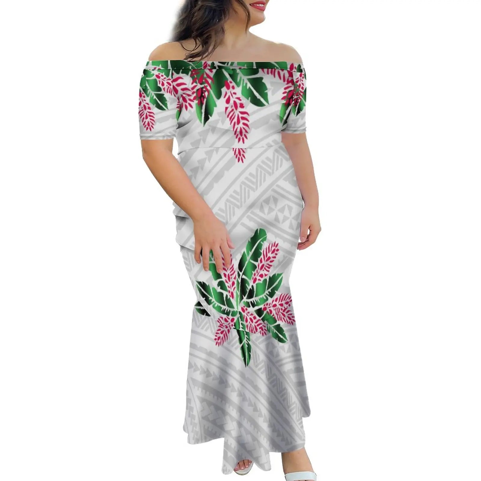 Tropical Island Off Shoulder Mermaid Dress
