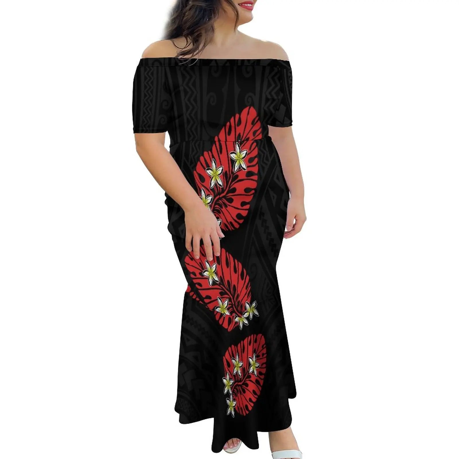 Tropical Island Off Shoulder Mermaid Dress