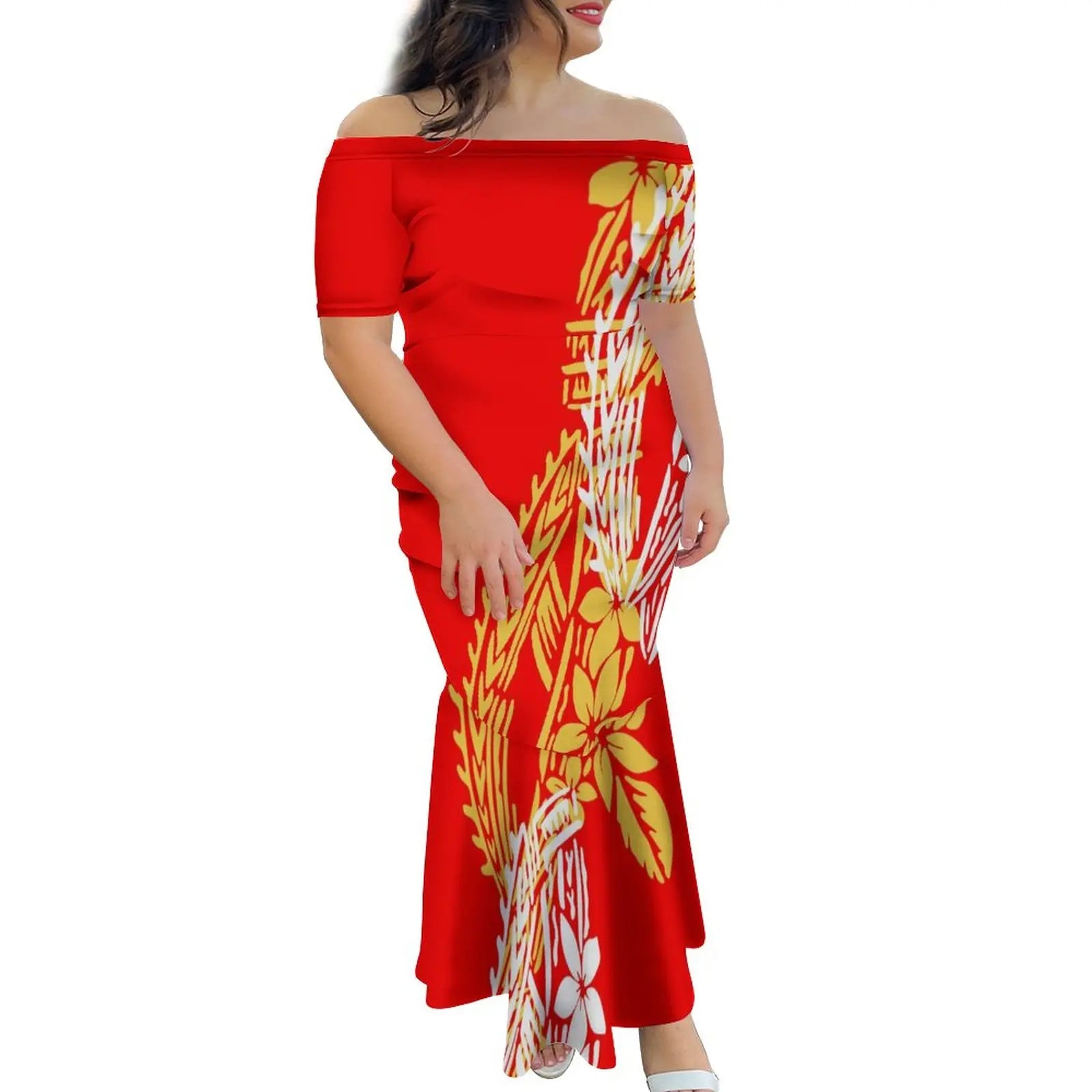 Tropical Island Off Shoulder Mermaid Dress