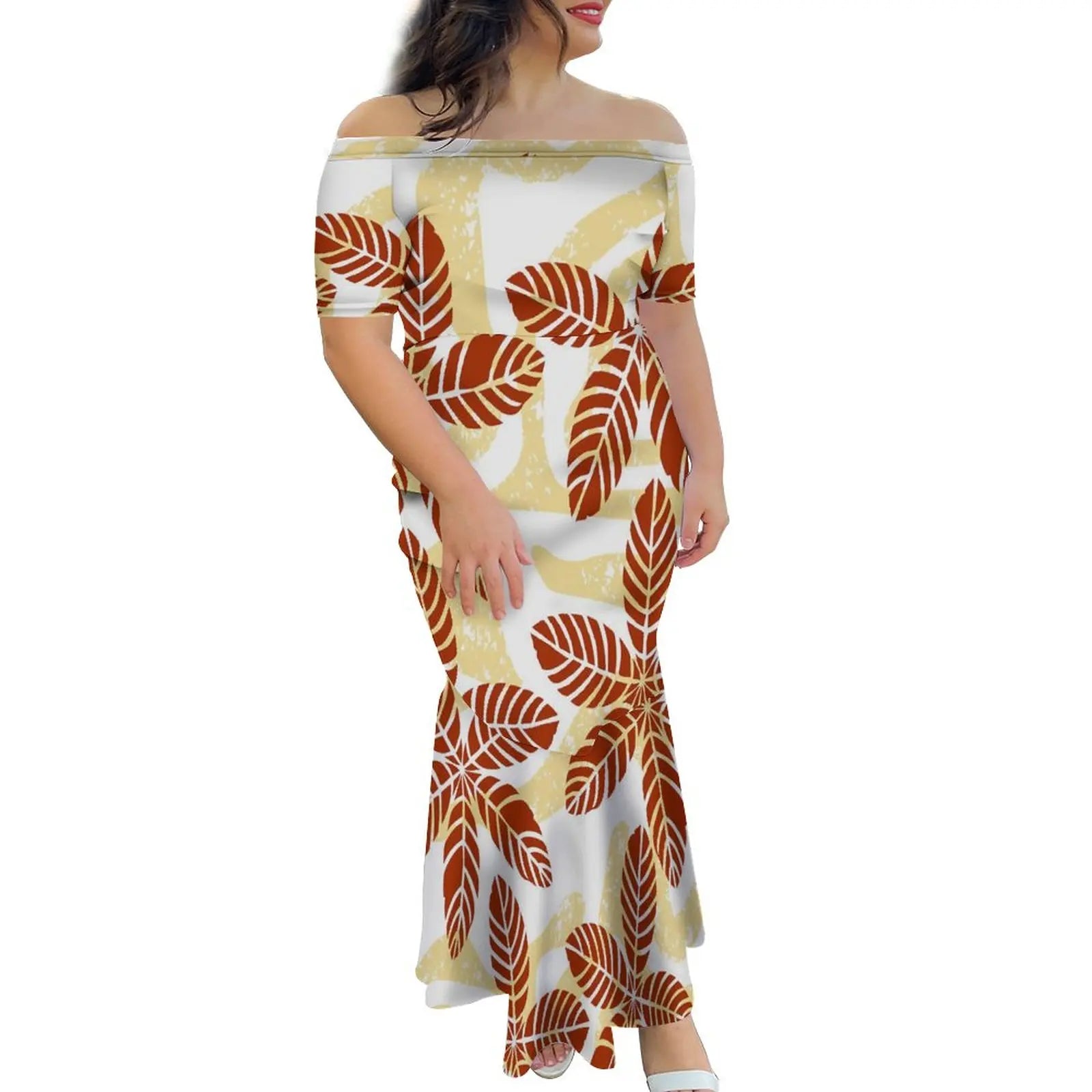Tropical Island Off Shoulder Mermaid Dress