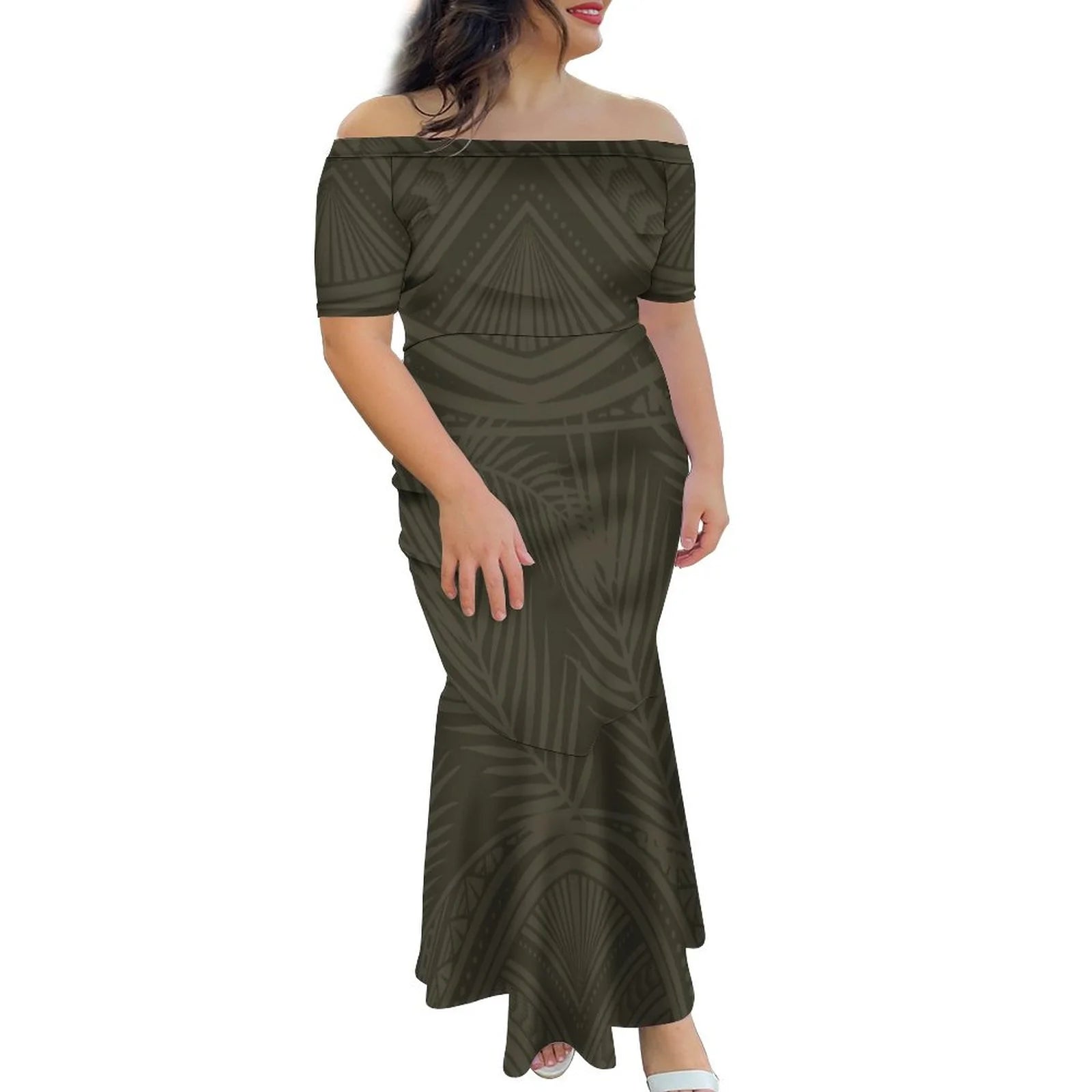 Tropical Island Off Shoulder Mermaid Dress