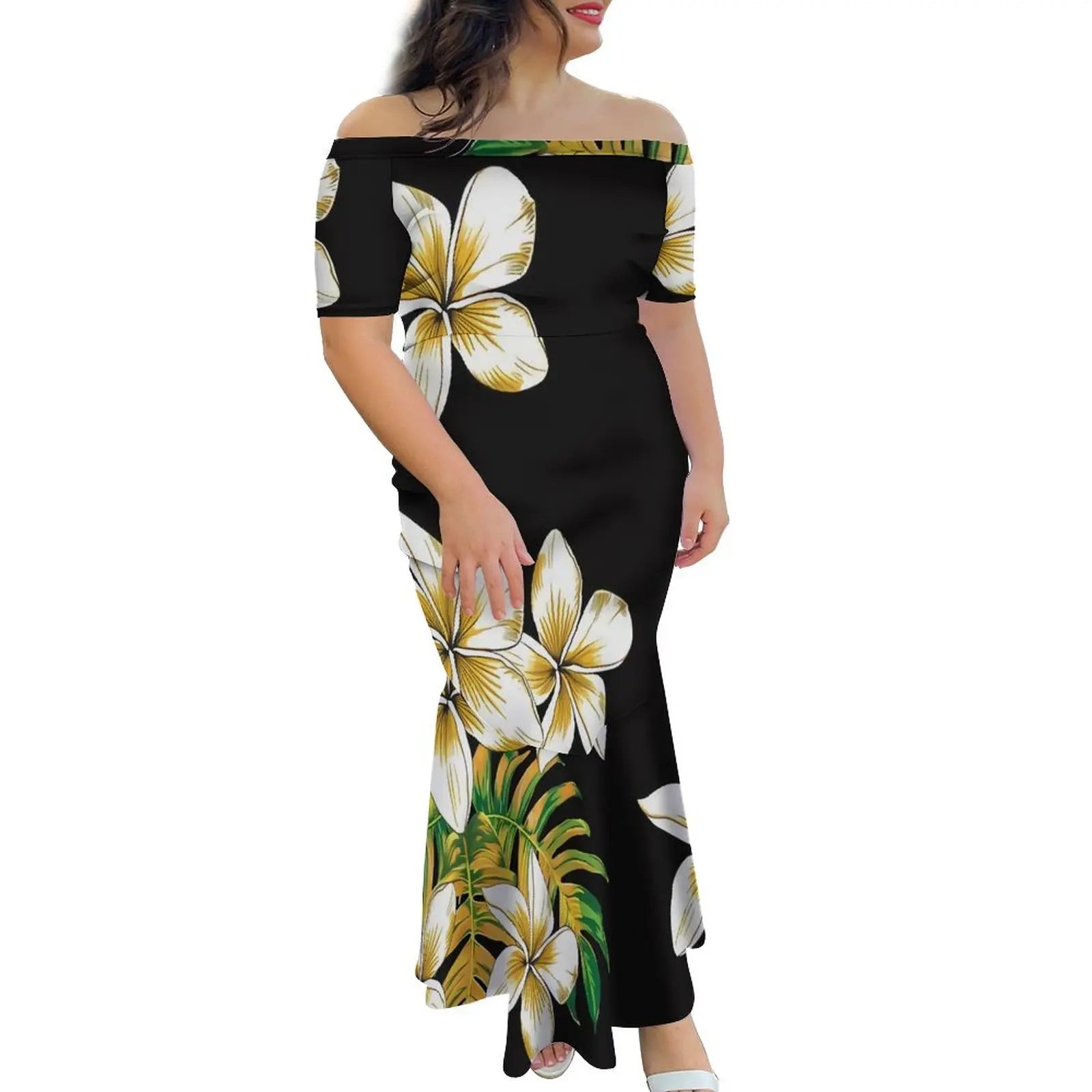 Tropical Island Off Shoulder Mermaid Dress