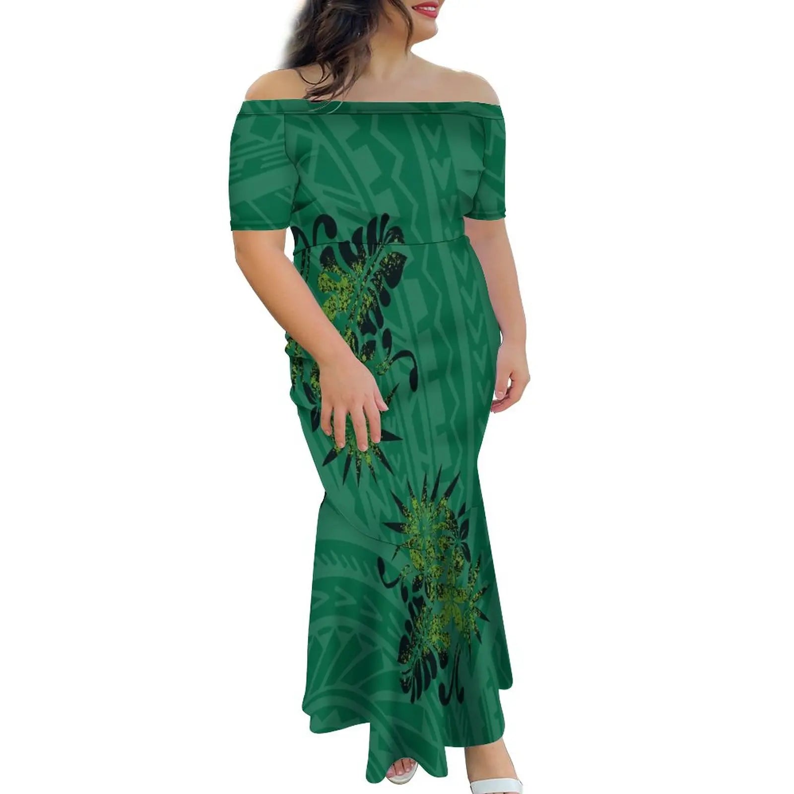 Tropical Island Off Shoulder Mermaid Dress
