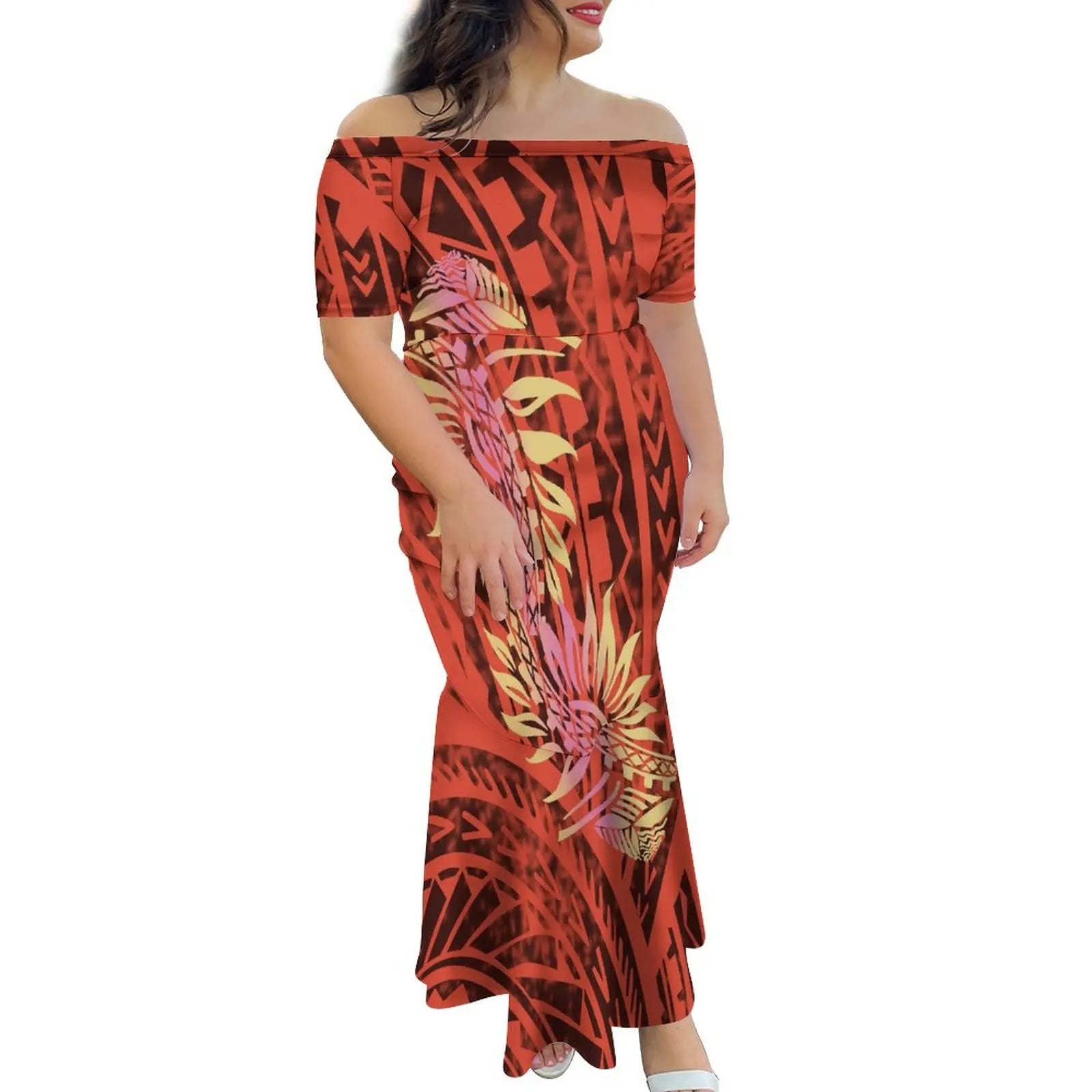 Tropical Island Off Shoulder Mermaid Dress
