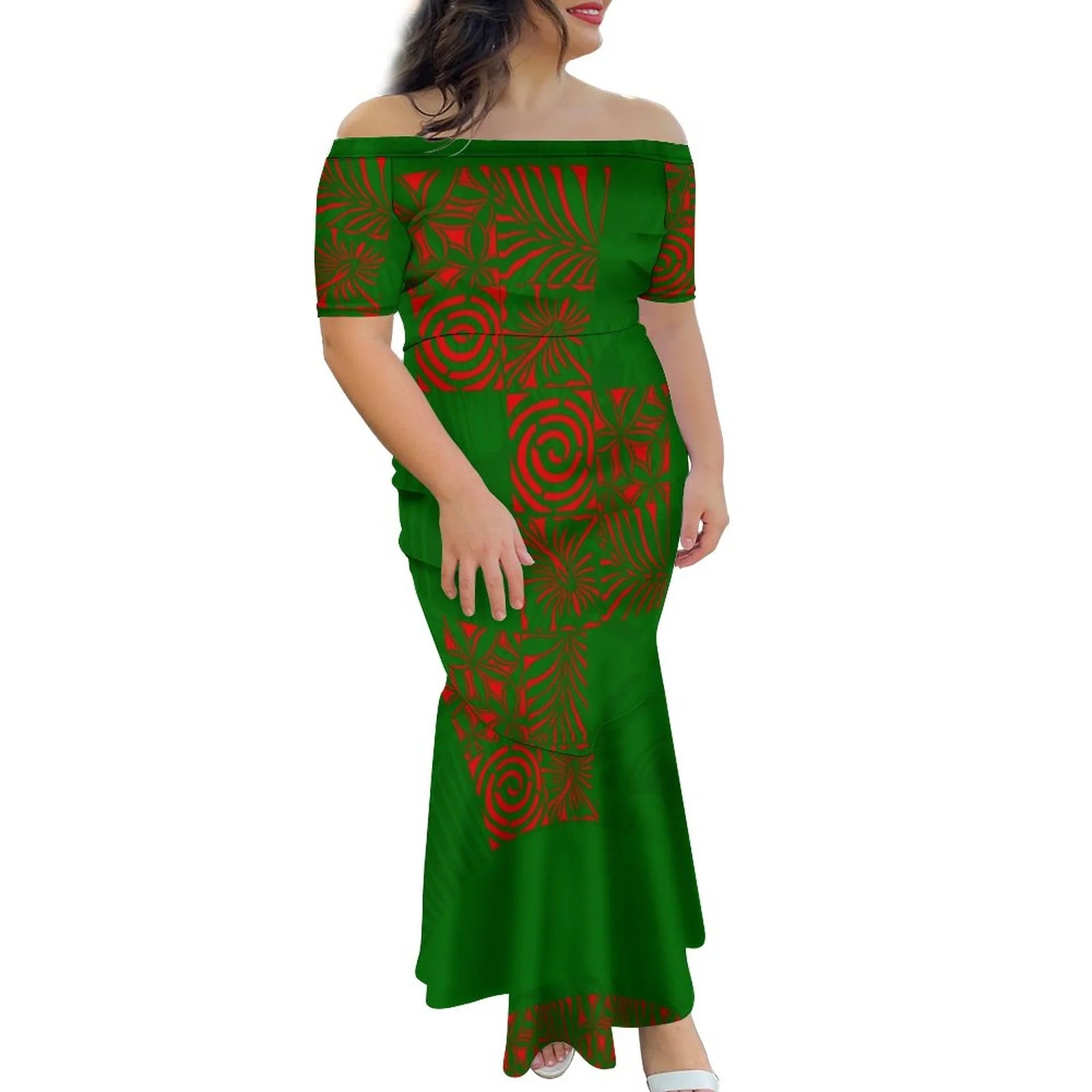 Tropical Island Off Shoulder Mermaid Dress