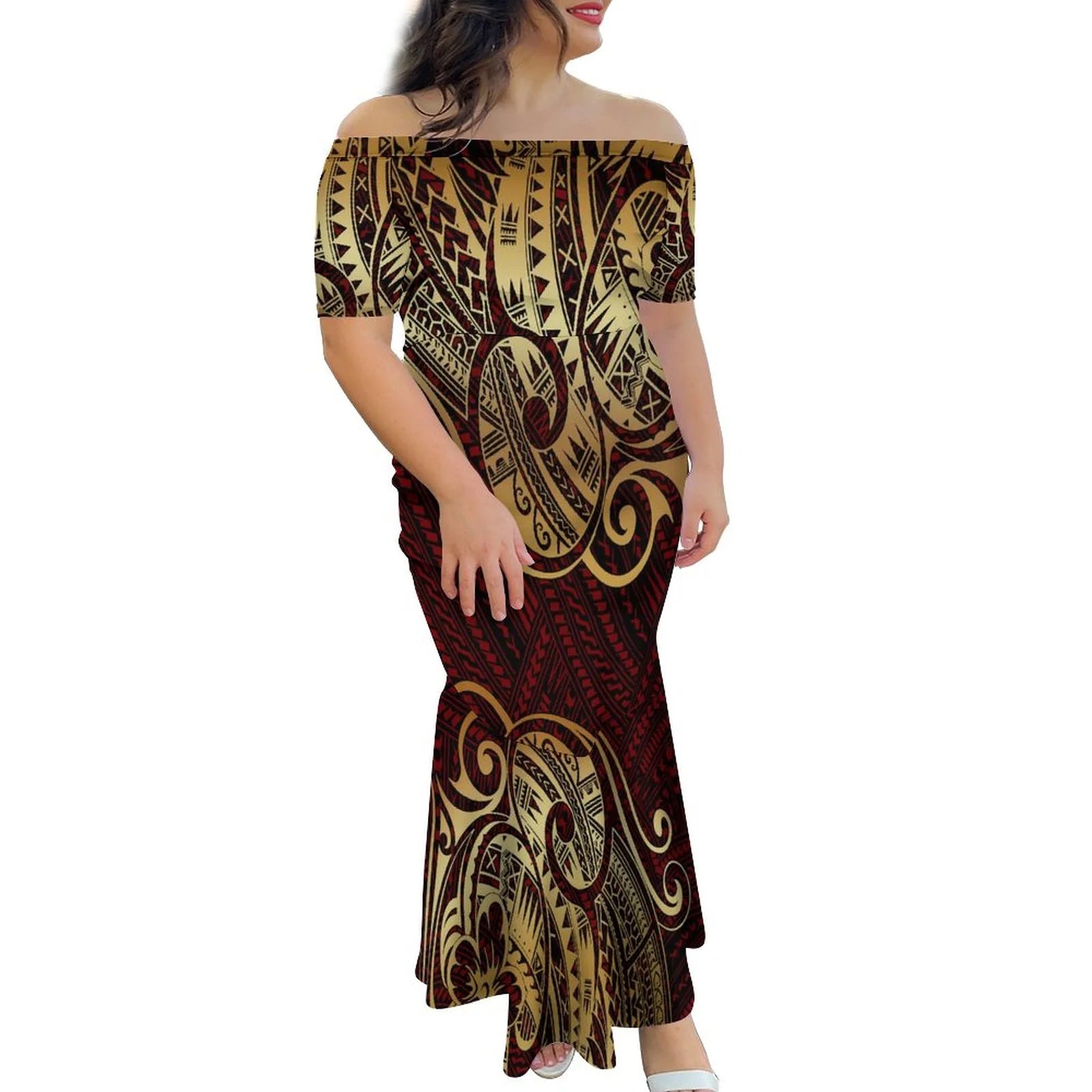 Tropical Island Off Shoulder Mermaid Dress
