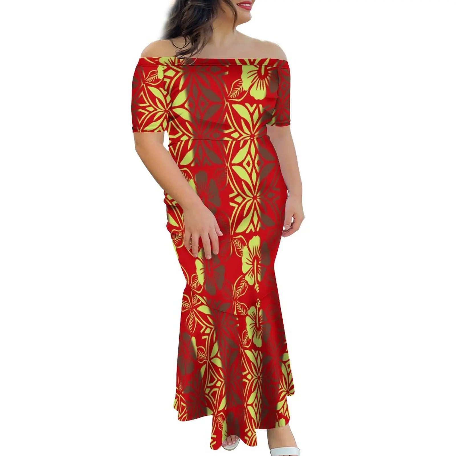 Tropical Island Off Shoulder Mermaid Dress