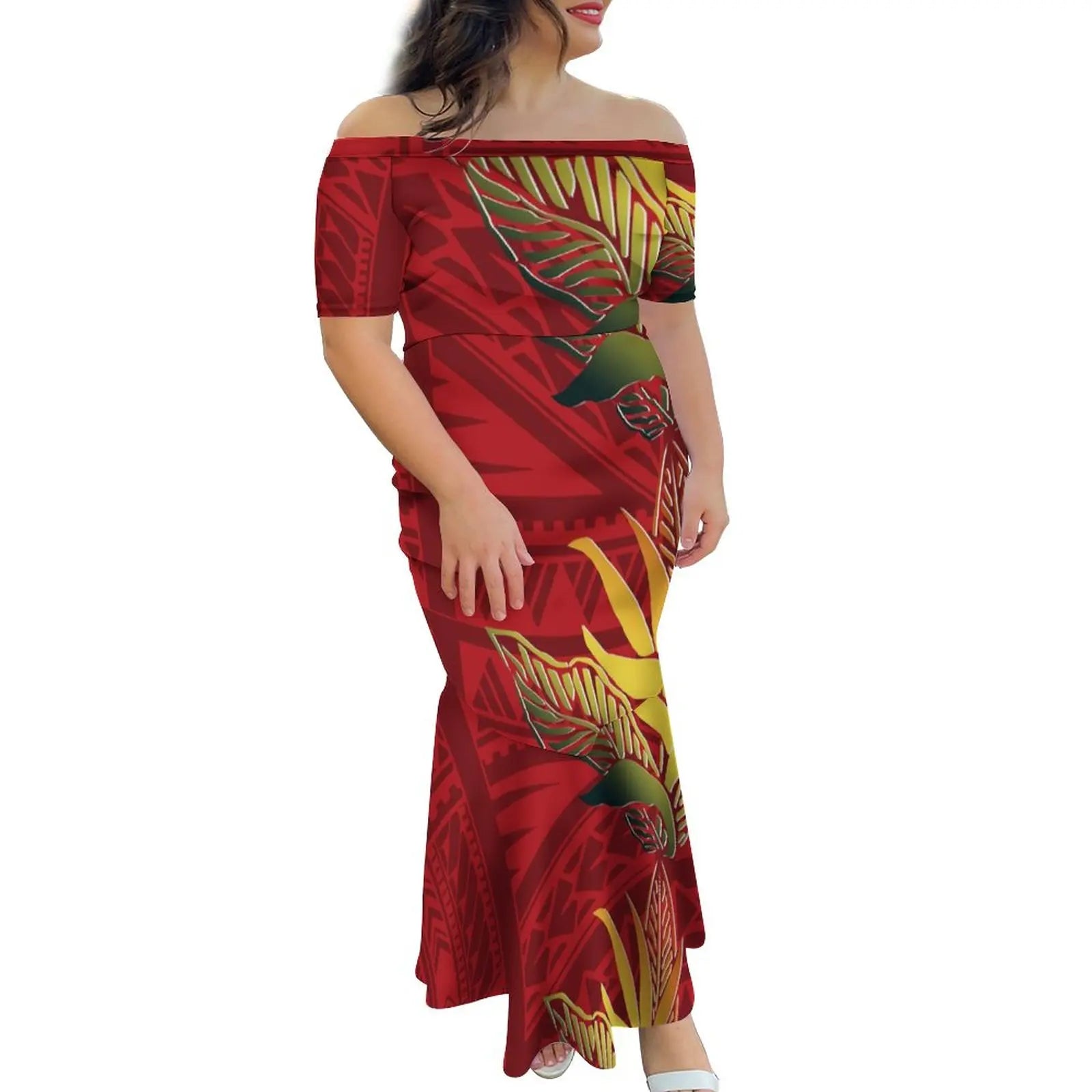 Tropical Island Off Shoulder Mermaid Dress