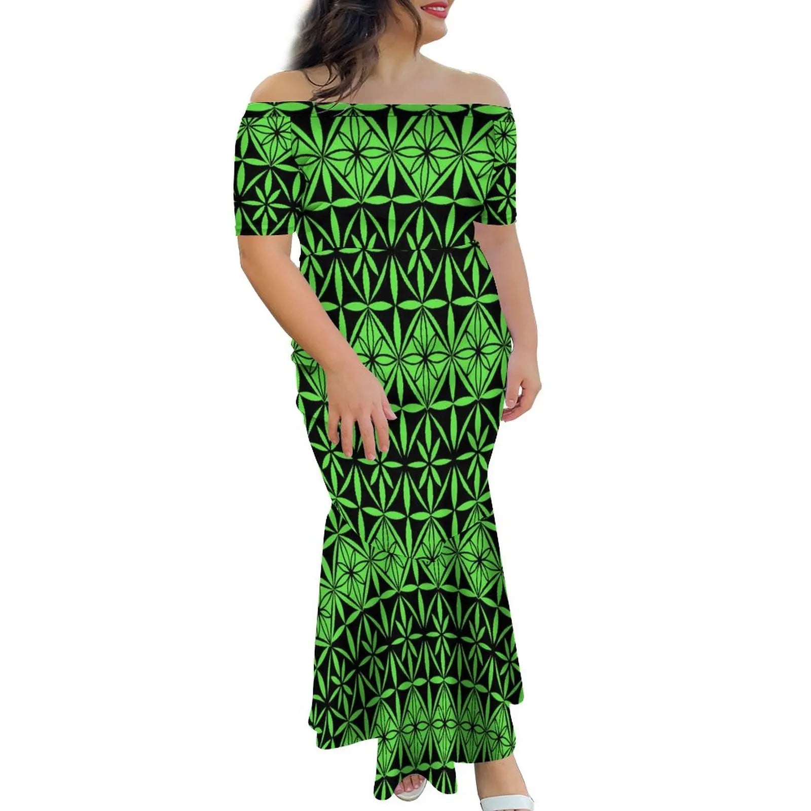 Tropical Island Off Shoulder Mermaid Dress