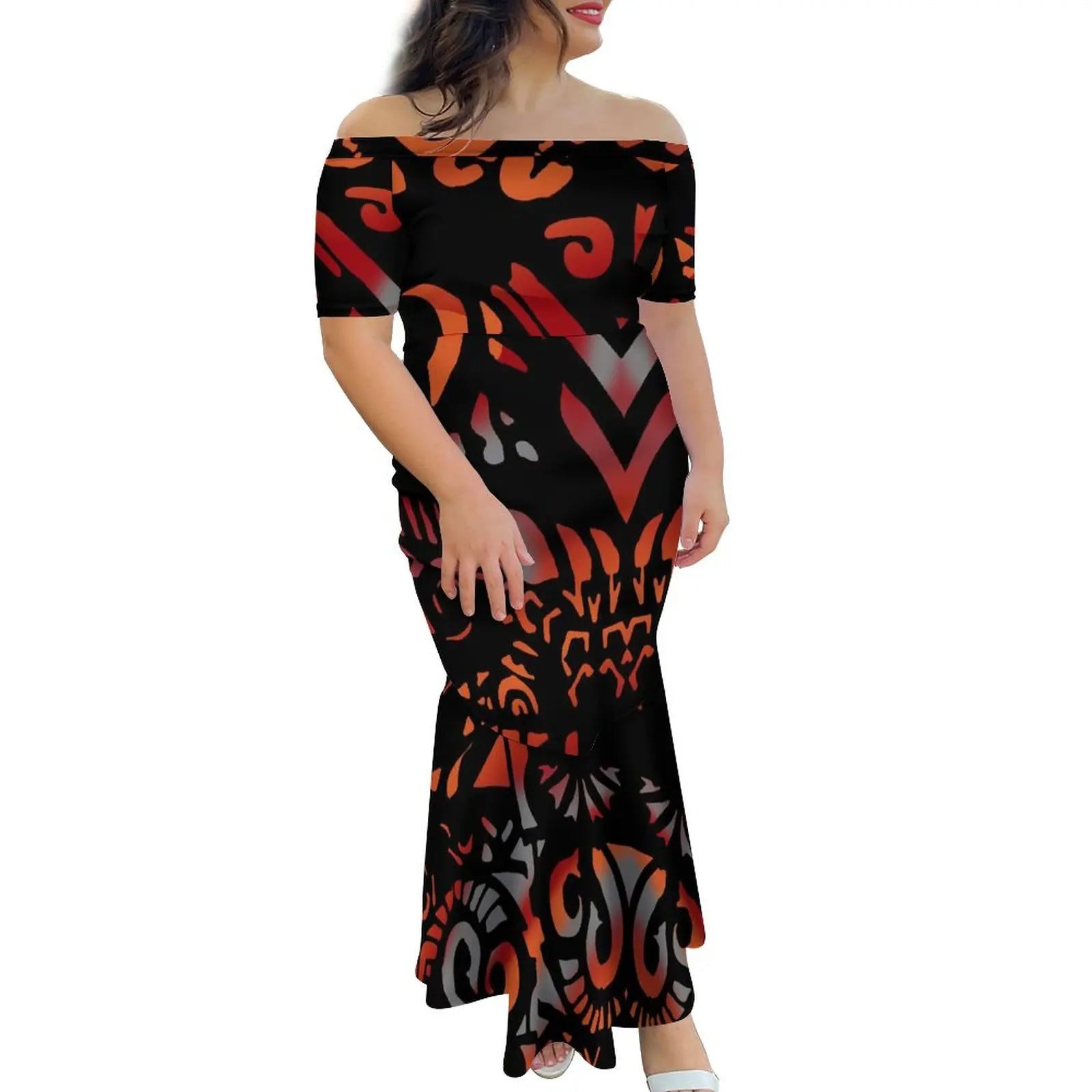 Tropical Island Off Shoulder Mermaid Dress