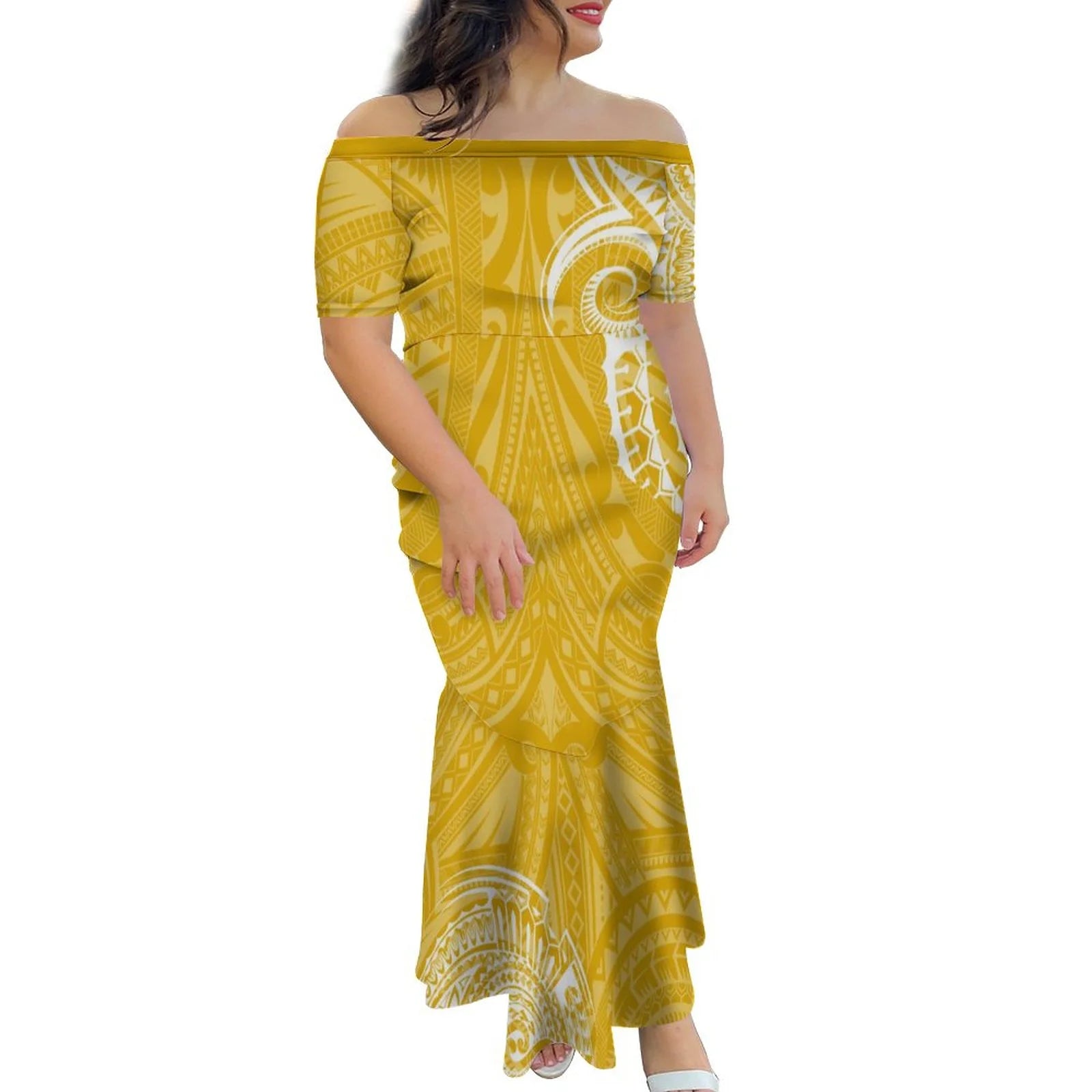 Tropical Island Off Shoulder Mermaid Dress