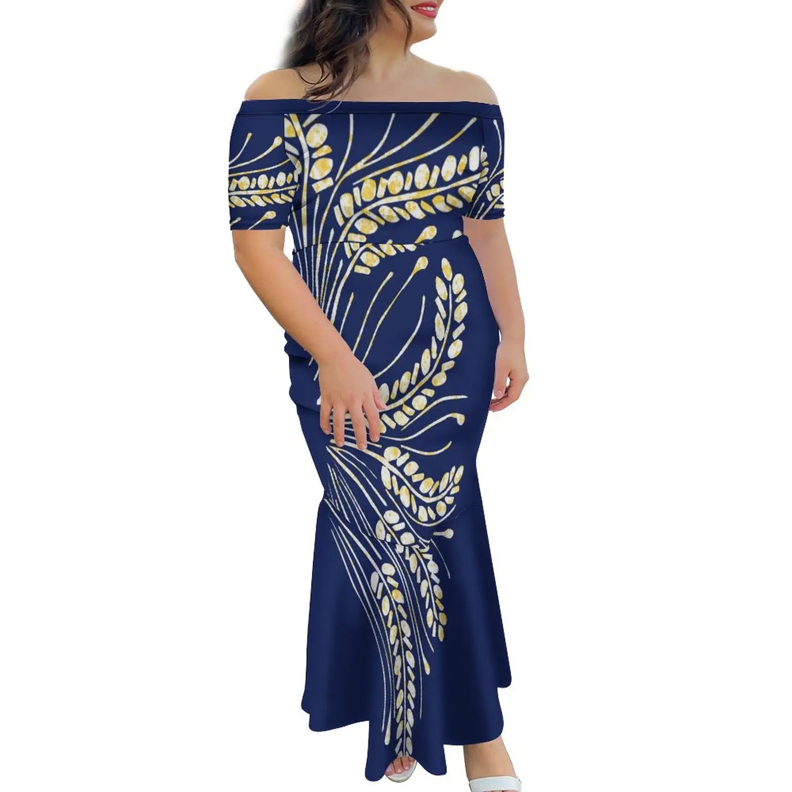 Tropical Island Off Shoulder Mermaid Dress