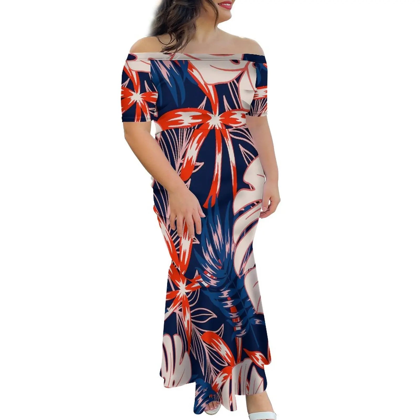 Tropical Island Off Shoulder Mermaid Dress
