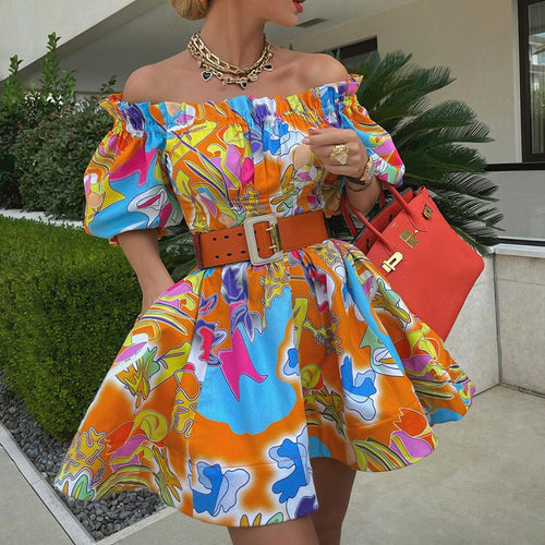 Elegant Off-Neck Mid-Sleeve Dress