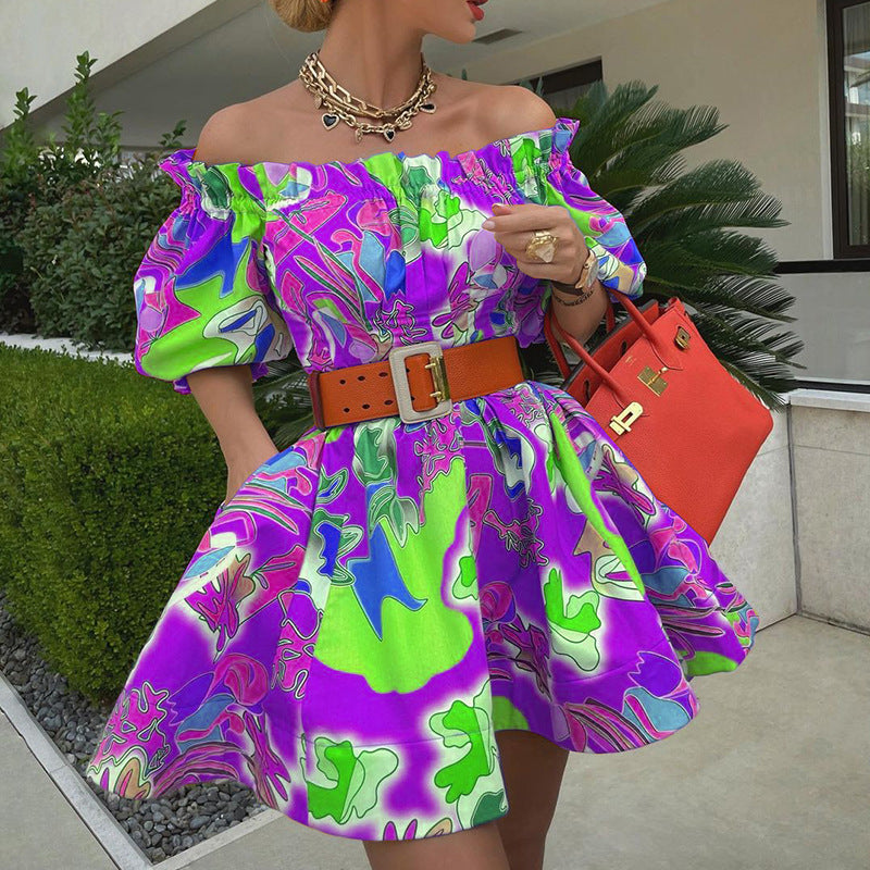 Elegant Off-Neck Mid-Sleeve Dress