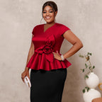 Women's Plus Size Ployester Peplum Top